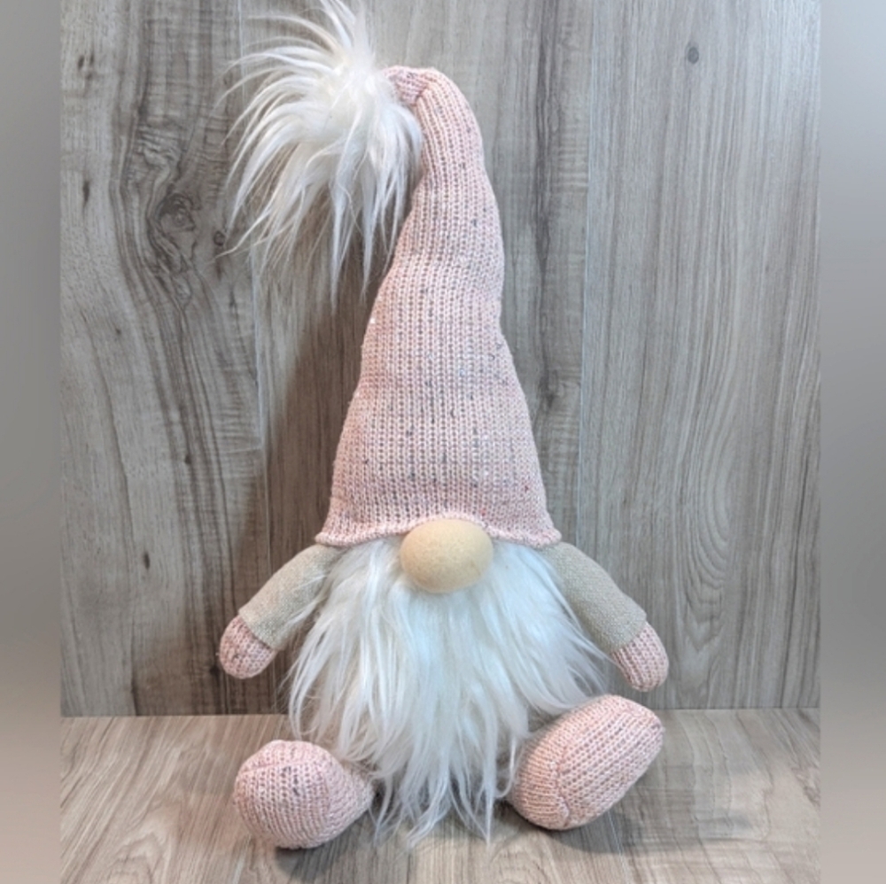 GNOME PLUSH SHELF SITTER LARGE PINK SPARKLES LINEN